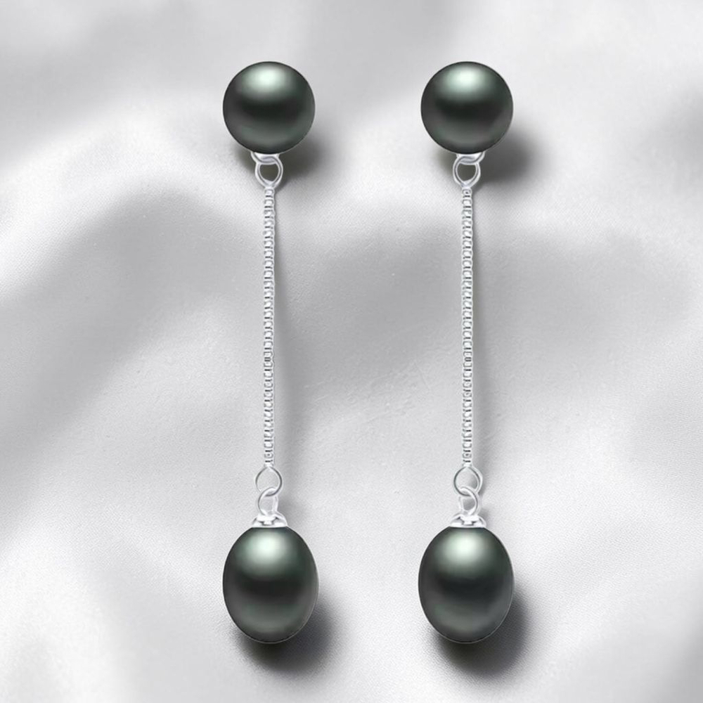Sterling Silver 7.5MM Black & White Multi-Wear Freshwater Pearl Set - Picture 3 of 6